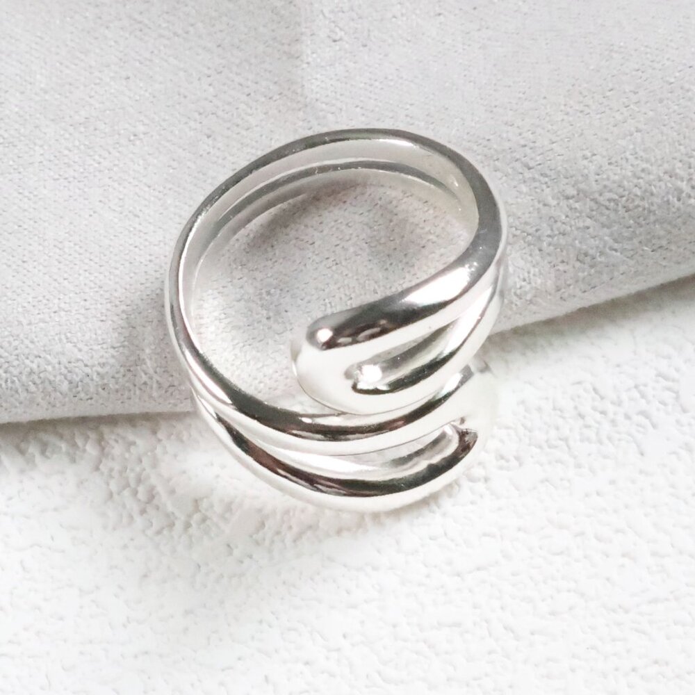 Julie Vos Wave Silver Adjustable Wrap Ring Size 7 | NEW